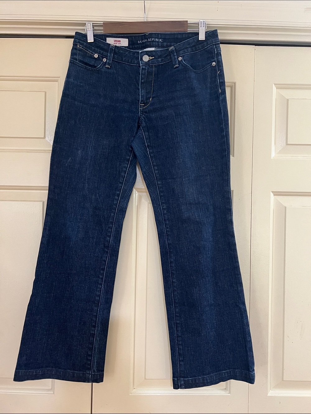 Banana Republic Vintage Petite Stretch Dark Indigo Wide-Leg Jeans w/Flap Pockets